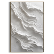"Slate Sanctuary Ridge Relief" - Modern Heavy Impasto Abstract Textured Artwork | White & Beige Palette Knife Painting | Luxury Vertical Wall Art #Q 480