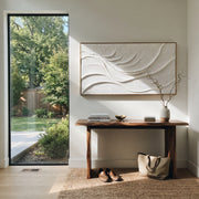 "Opal Radiant Fold Woodgrain Relief" - Modern Heavy Impasto Abstract Textured Artwork | White & Beige Palette Knife Painting | Luxury Horizontal Wall Art #Q 483