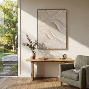 "Azure Mineral Canyon Strata Relief" - Modern Heavy Impasto Abstract Textured Artwork | Grey & Orange Palette Knife Painting | Luxury Vertical Wall Art #Q 488