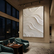 "Azure Mineral Canyon Strata Relief" - Modern Heavy Impasto Abstract Textured Artwork | Grey & Orange Palette Knife Painting | Luxury Vertical Wall Art #Q 488