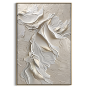 "Cloud Elemental Current Relief" - Modern Heavy Impasto Abstract Textured Artwork | Grey & Orange Palette Knife Painting | Luxury Vertical Wall Art #Q 491