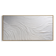 "Path Balanced Drift Relief" - Modern Heavy Impasto Abstract Textured Artwork | Blue & Beige Palette Knife Painting | Luxury Horizontal Wall Art #Q 493