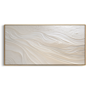 "Vein Grounded Strata Relief" - Modern Heavy Impasto Abstract Textured Artwork | White & Beige Palette Knife Painting | Luxury Horizontal Wall Art #Q 497