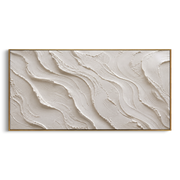 "Spiral Textural Channel Relief" - Modern Heavy Impasto Abstract Textured Artwork | White & Beige Palette Knife Painting | Luxury Horizontal Wall Art #Q 498