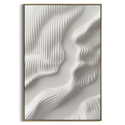 "Fan Handmade Channel Relief" - Modern Heavy Impasto Abstract Textured Artwork | White & Beige Palette Knife Painting | Luxury Vertical Wall Art #Q 499