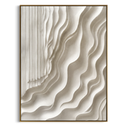 "Raised Mica Ridge Relief" - Modern Heavy Impasto Abstract Textured Artwork | White & Beige Palette Knife Painting | Luxury Vertical Wall Art #Q 507
