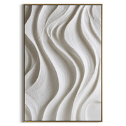 "Pale Field Current Relief" - Modern Heavy Impasto Abstract Textured Artwork | White & Beige Palette Knife Painting | Luxury Vertical Wall Art #Q 512