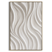 "Morning Cliff Channel Relief" - Modern Heavy Impasto Abstract Textured Artwork | White & Beige Palette Knife Painting | Luxury Vertical Wall Art #Q 514