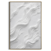 "South Warm Fold Relief" - Modern Heavy Impasto Abstract Textured Artwork | White & Beige Palette Knife Painting | Luxury Vertical Wall Art #Q 517