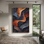 "Sanctuary Threaded Channel Relief" - Modern Heavy Impasto Abstract Textured Artwork | White & Beige Palette Knife Painting | Luxury Vertical Wall Art #Q 521