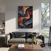 "Sanctuary Threaded Channel Relief" - Modern Heavy Impasto Abstract Textured Artwork | White & Beige Palette Knife Painting | Luxury Vertical Wall Art #Q 521