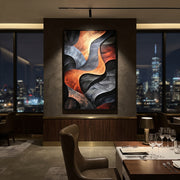 "Sanctuary Threaded Channel Relief" - Modern Heavy Impasto Abstract Textured Artwork | White & Beige Palette Knife Painting | Luxury Vertical Wall Art #Q 521