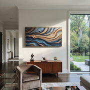 "Serene Raked Channel Relief" - Modern Heavy Impasto Abstract Textured Artwork | White & Beige Palette Knife Painting | Luxury Horizontal Wall Art #Q 523