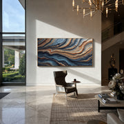 "Serene Raked Channel Relief" - Modern Heavy Impasto Abstract Textured Artwork | White & Beige Palette Knife Painting | Luxury Horizontal Wall Art #Q 523