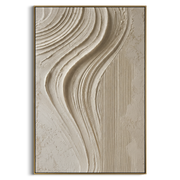 "Natural Cream Curve Relief" - Modern Heavy Impasto Abstract Textured Artwork | White & Beige Palette Knife Painting | Luxury Vertical Wall Art #Q 526