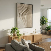 "Natural Cream Curve Relief" - Modern Heavy Impasto Abstract Textured Artwork | White & Beige Palette Knife Painting | Luxury Vertical Wall Art #Q 526