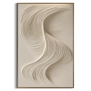 "Organic Quiet Contour Relief" - Modern Heavy Impasto Abstract Textured Artwork | White & Beige Palette Knife Painting | Luxury Vertical Wall Art #Q 528