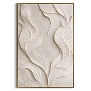 "Modern Raised Arc Relief" - Modern Heavy Impasto Abstract Textured Artwork | White & Beige Palette Knife Painting | Luxury Vertical Wall Art #Q 529
