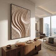"Studio Soft Path Relief" - Modern Heavy Impasto Abstract Textured Artwork | White & Beige Palette Knife Painting | Luxury Vertical Wall Art #Q 530
