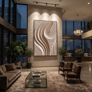 "Studio Soft Path Relief" - Modern Heavy Impasto Abstract Textured Artwork | White & Beige Palette Knife Painting | Luxury Vertical Wall Art #Q 530