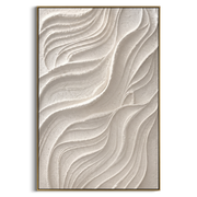 "Gallery Linen Channel Relief" - Modern Heavy Impasto Abstract Textured Artwork | White & Beige Palette Knife Painting | Luxury Vertical Wall Art #Q 531