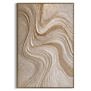 "Balanced Dune Channel Relief" - Modern Heavy Impasto Abstract Textured Artwork | White & Beige Palette Knife Painting | Luxury Vertical Wall Art #Q 534