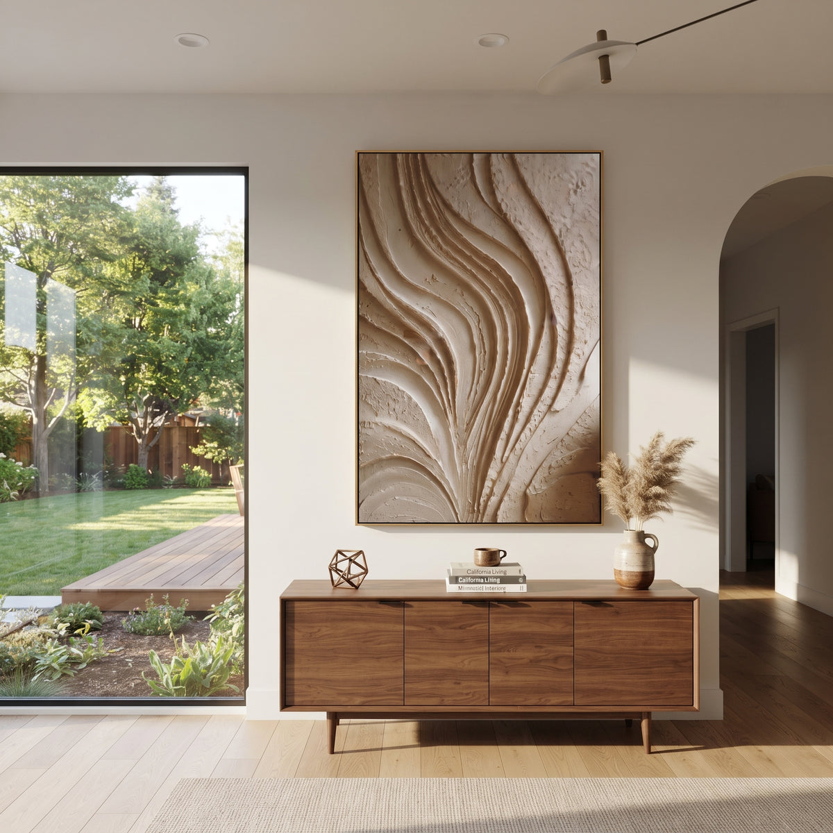 "Lucent Stone Contour Relief" - Modern Heavy Impasto Abstract Textured Artwork | White & Beige Palette Knife Painting | Luxury Vertical Wall Art #Q 535