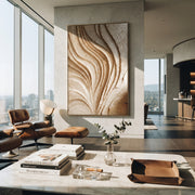 "Lucent Stone Contour Relief" - Modern Heavy Impasto Abstract Textured Artwork | White & Beige Palette Knife Painting | Luxury Vertical Wall Art #Q 535