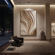 "Lucent Stone Contour Relief" - Modern Heavy Impasto Abstract Textured Artwork | White & Beige Palette Knife Painting | Luxury Vertical Wall Art #Q 535