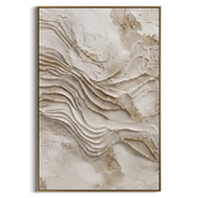 "Subtle Fine Arc Relief" - Modern Heavy Impasto Abstract Textured Artwork | White & Beige Palette Knife Painting | Luxury Vertical Wall Art #Q 536