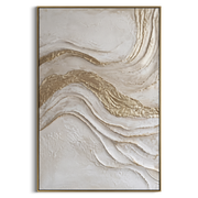 "Rising Champagne Ridge Relief" - Modern Heavy Impasto Landscape Artwork | White & Beige Palette Knife Painting | Luxury Vertical Wall Art #Q 78