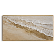 "Sandy Drift Line Relief" - Modern Heavy Impasto Geometric Abstract | White & Beige Palette Knife Painting | Luxury Horizontal Wall Art #Q 82