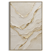 "Branching Ivory Vein Relief" - Modern Heavy Impasto Abstract Artwork | White & Beige Palette Knife Painting | Luxury Vertical Wall Art #Q 84