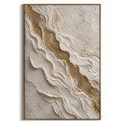 "Diagonal Limestone Channel Relief" - Modern Heavy Impasto Abstract Artwork | White & Beige Palette Knife Painting | Luxury Vertical Wall Art #Q 85