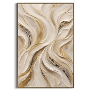 "Ivory Whirlpool Vein Relief" - Modern Heavy Impasto Abstract Artwork | White & Beige Palette Knife Painting | Luxury Vertical Wall Art #Q 96