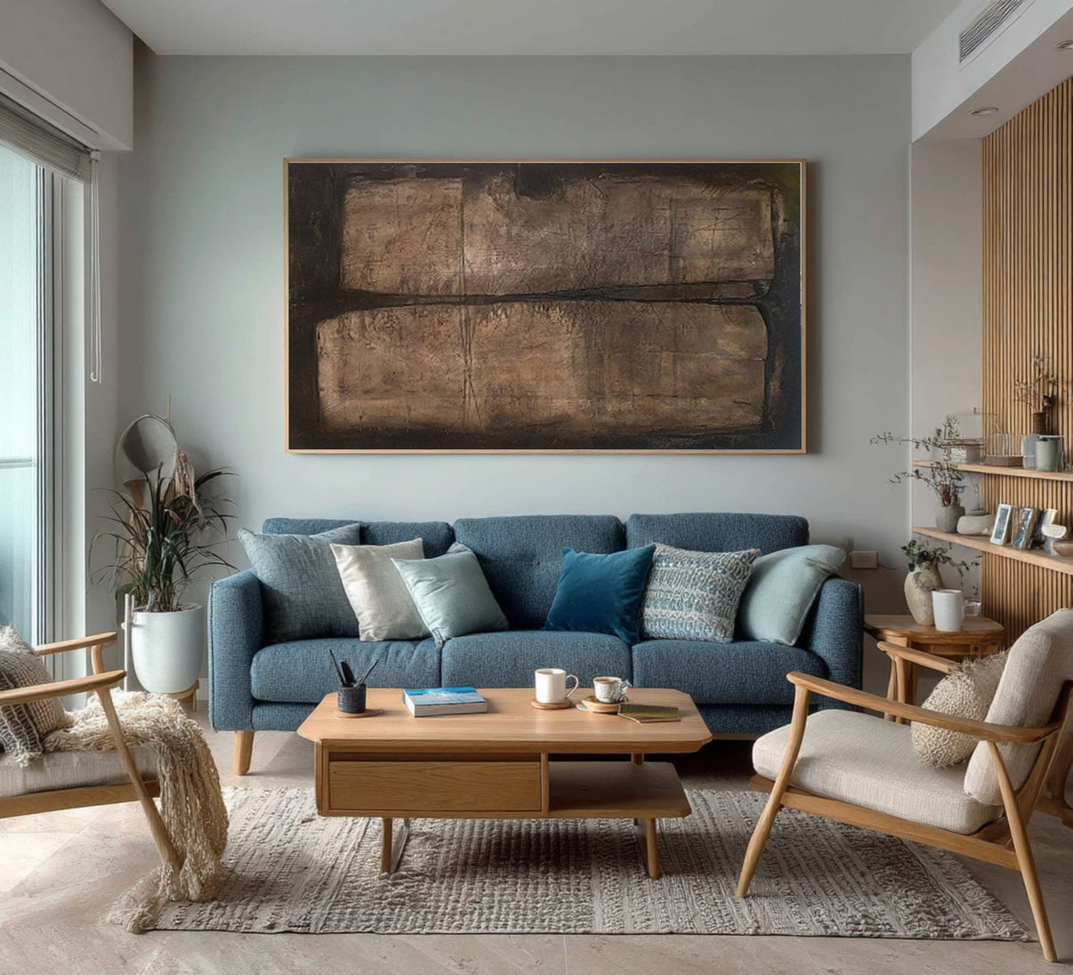 Abstract Earth Tones Canvas Art — Front View | Abstract Oil Painting for Home Decor
