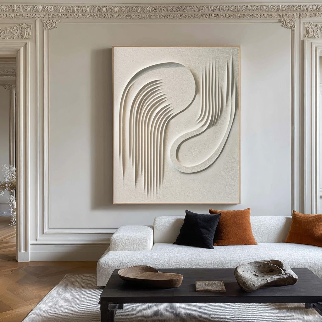 Abstract 3D Wall Art | Modern Plaster Relief Painting #WG 093 — Front View | Abstract Oil Painting for Home Decor