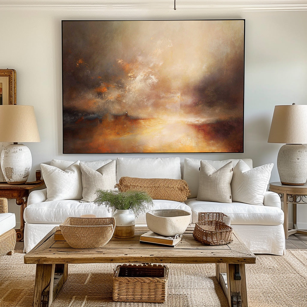 Abstract Costal Painting #ABLH07 — Front View | Abstract Oil Painting for Home Decor