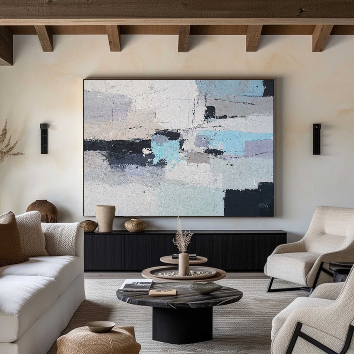 Abstract Beach Painting #ABSH36 — Front View | Abstract Oil Painting for Home Decor