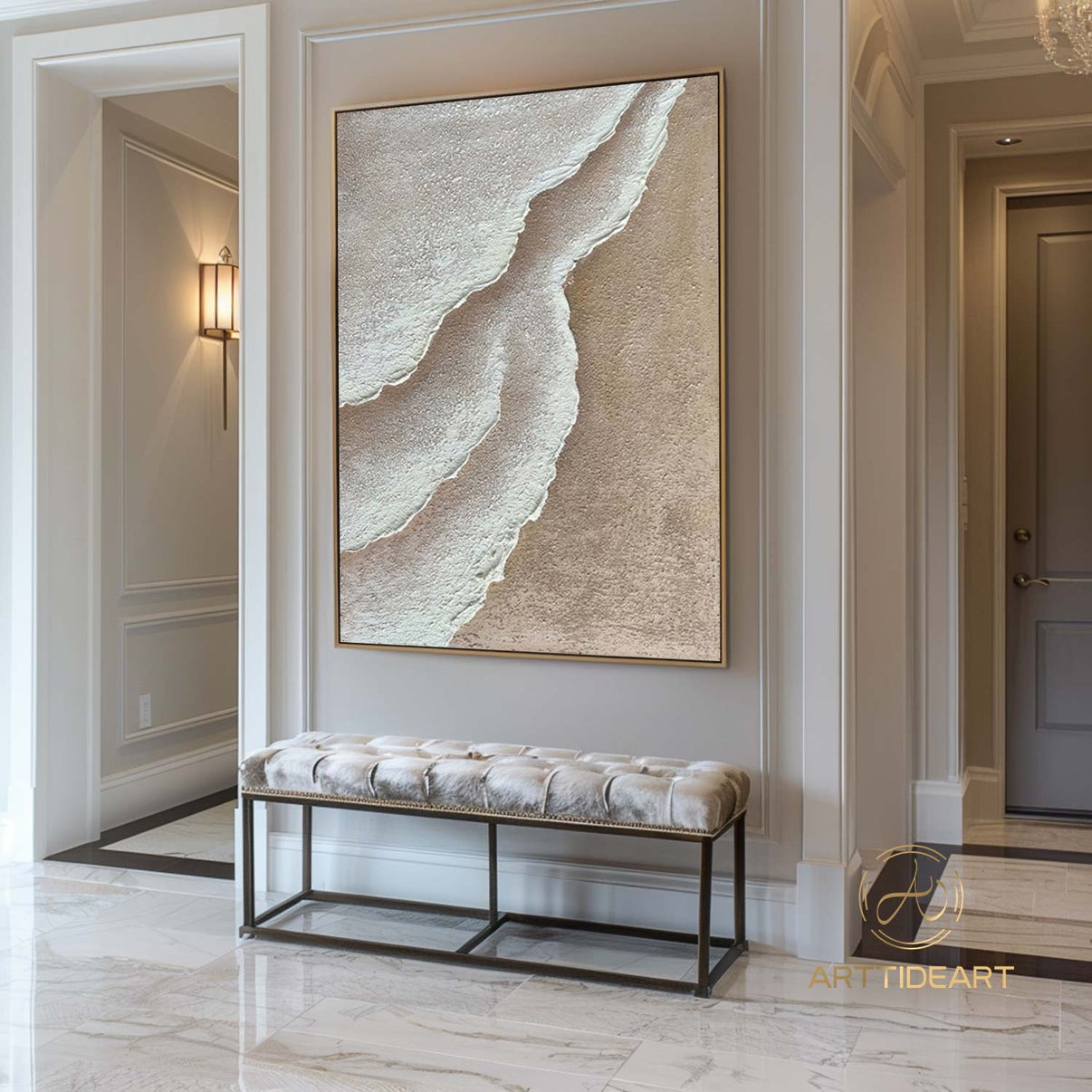 Beach Art #cz027 | Hand-Painted Canvas Art | QSQart — Front View | Abstract Oil Painting for Home Decor