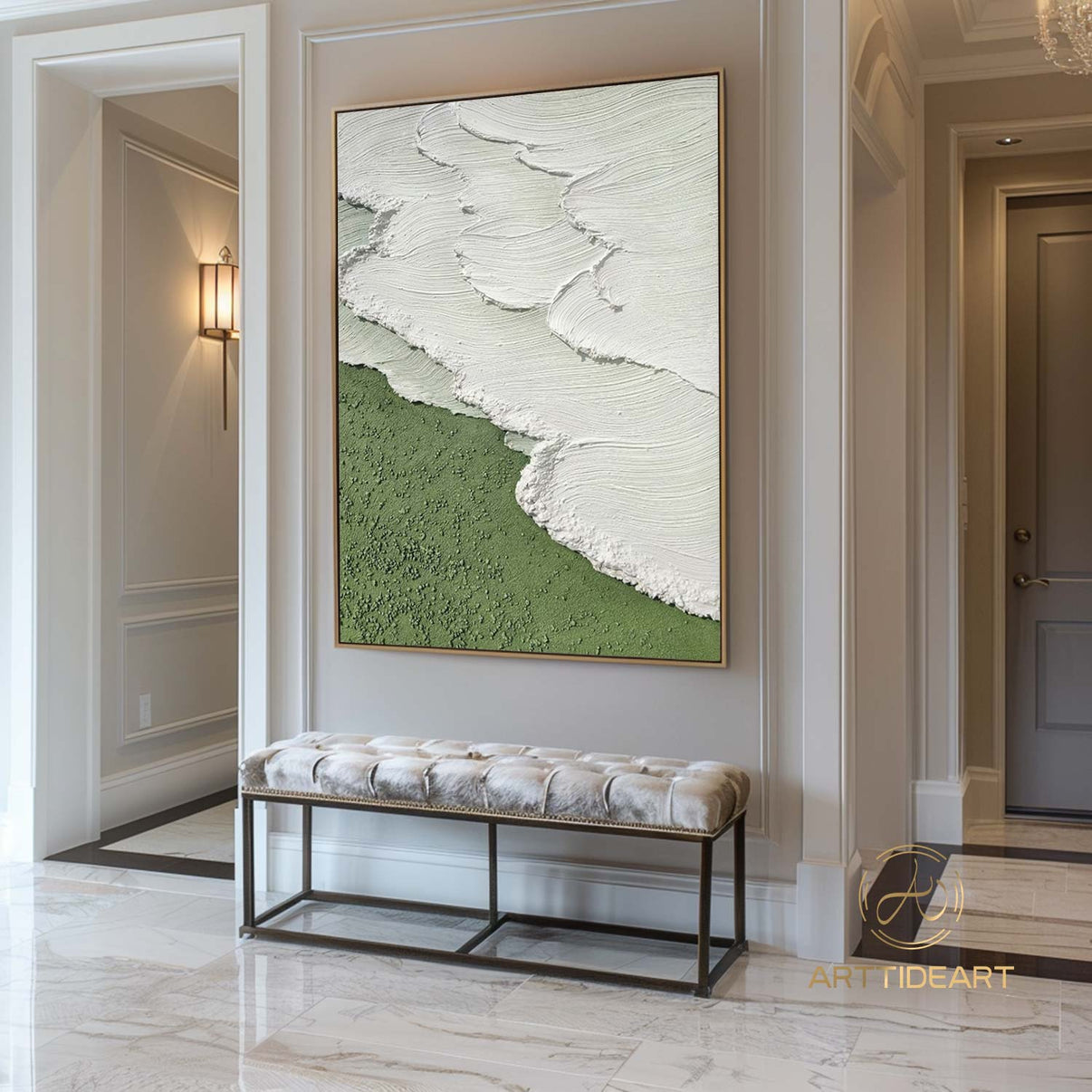 Beach Art #cz032 | Hand-Painted Canvas Art | QSQart — Front View | Abstract Oil Painting for Home Decor