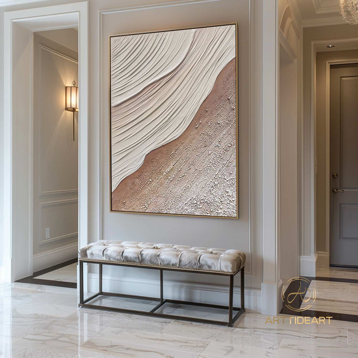 Beach Art #cz008 | Hand-Painted Canvas Art | QSQart — Front View | Abstract Oil Painting for Home Decor