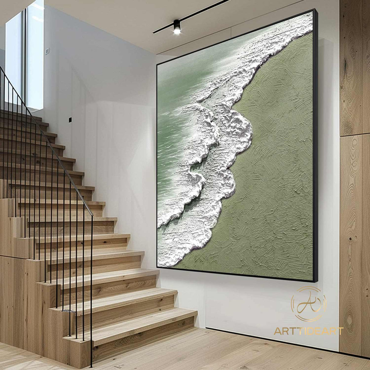 Beach Art #cz018 | Hand-Painted Canvas Art | QSQart — Front View | Abstract Oil Painting for Home Decor