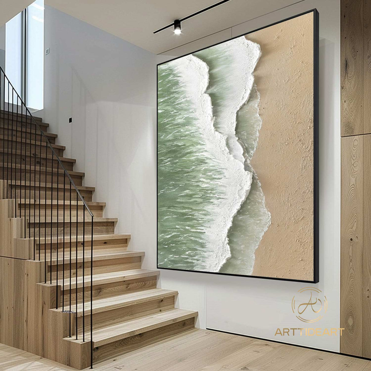 Beach Art #cz020 | Hand-Painted Canvas Art | QSQart — Front View | Abstract Oil Painting for Home Decor