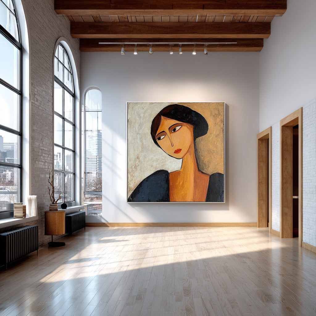 Abstract Face Painting Unique Hand-Painted Wall Art #WG 087 — Front View | Abstract Oil Painting for Home Decor